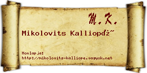 Mikolovits Kalliopé névjegykártya